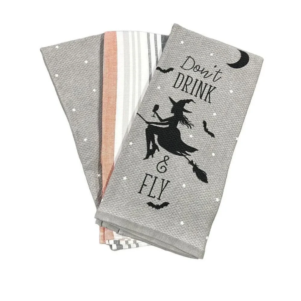 NWOT Sweet Street Don’t Drink and Fly hand towel set of 3